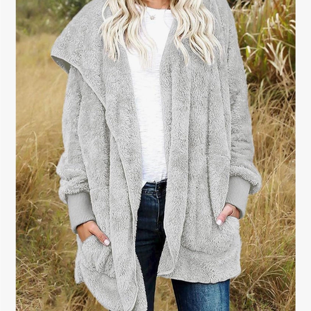 Cozy Gray Fleece Jacket // SZ S